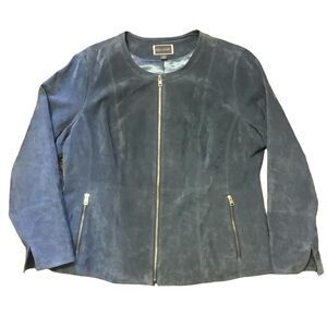GUILLAUME SUEDE LIGHT BLUE ZIP-UP JACKET/ Size 1X